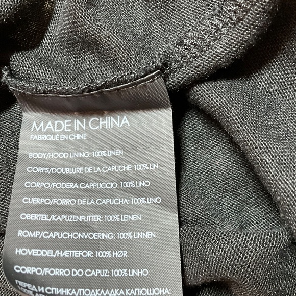 CLUB MONACO 100% Linen Black Long Sleeve Lightweight Hoodie US Sz M - Picture 8 of 10